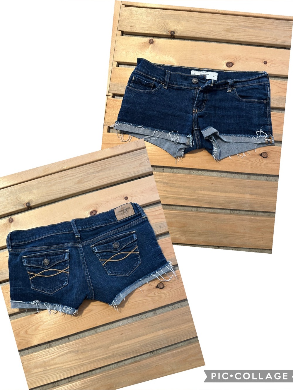 Vintage Y2K Abercrombie low rise shortie shorts button pockets cuff hem size 27